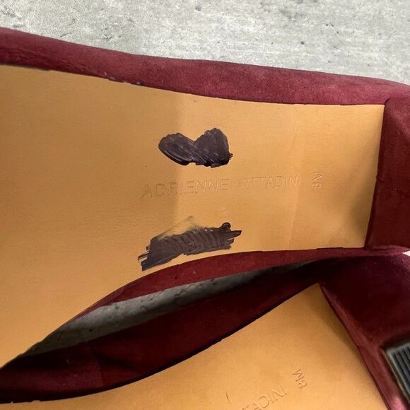 Adrienne Vittadini Prestin Burgundy Suede Platform Pumps Heels Womens Size 8M - Picture 7 of 11